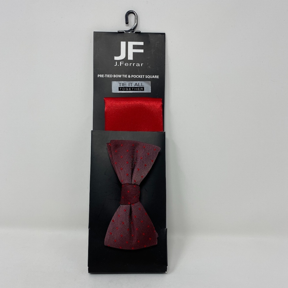 JF J. Ferrar Bow Tie & Pocket Square Combo Dots